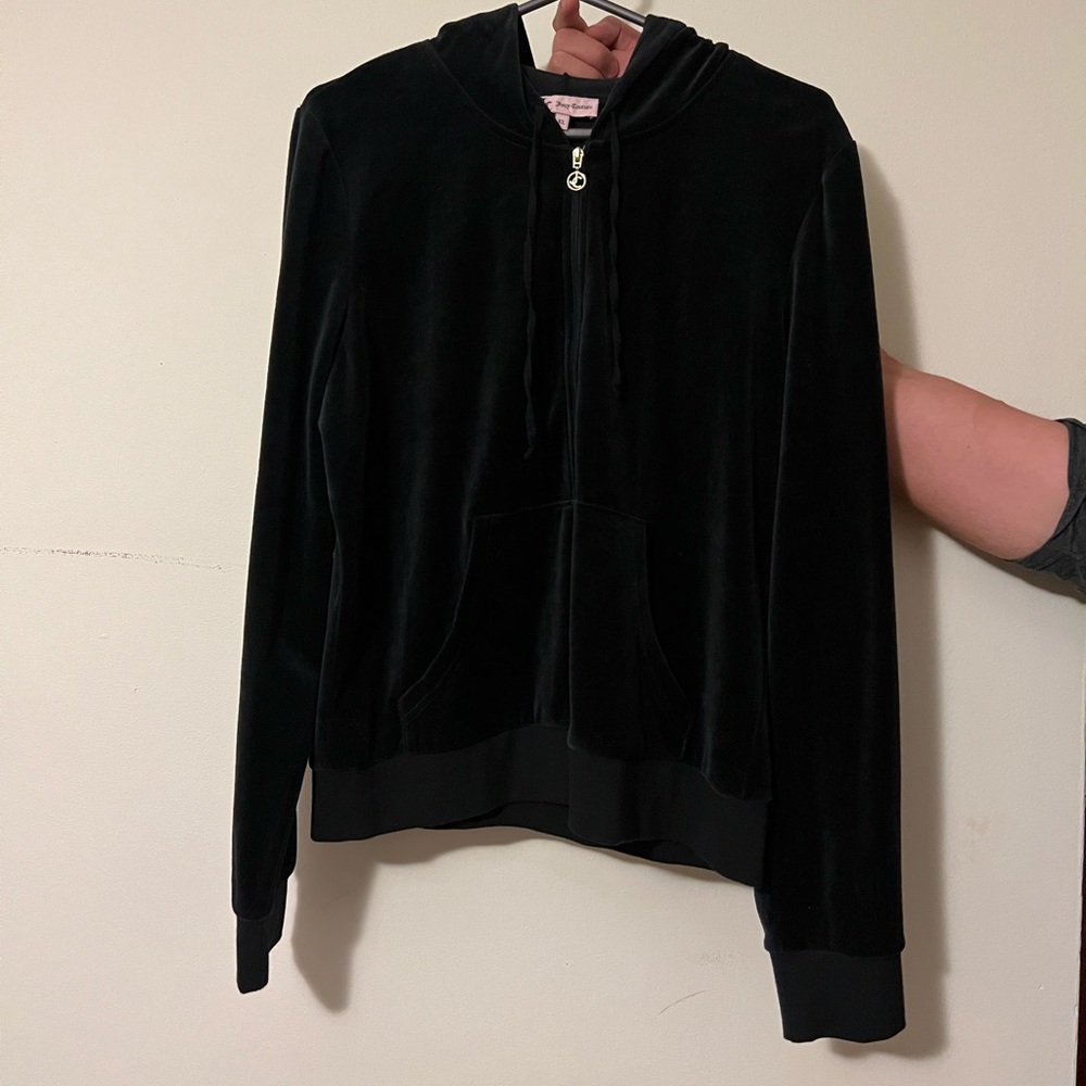 New with tags, black velour juicy couture zip up hoodie